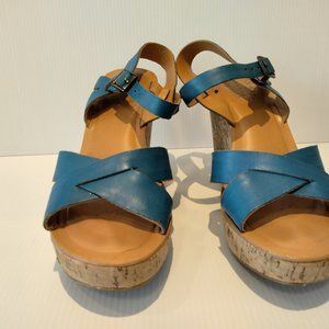 Almost NWOT Kork Ease Ava 2.0 Wedge Sandal Turquoise Blue with Cork 10 42